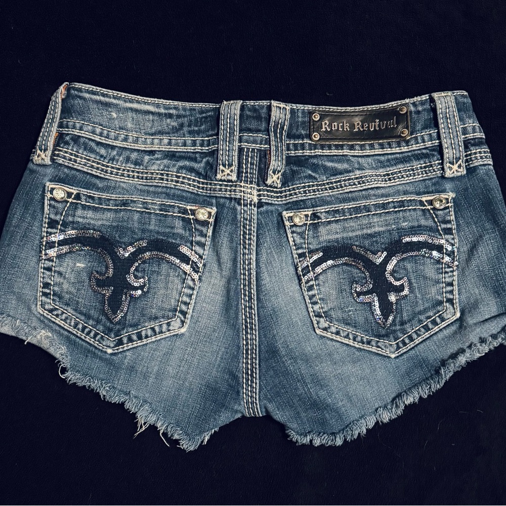 Rock Revival Denim Cutoff Shorts in Blue